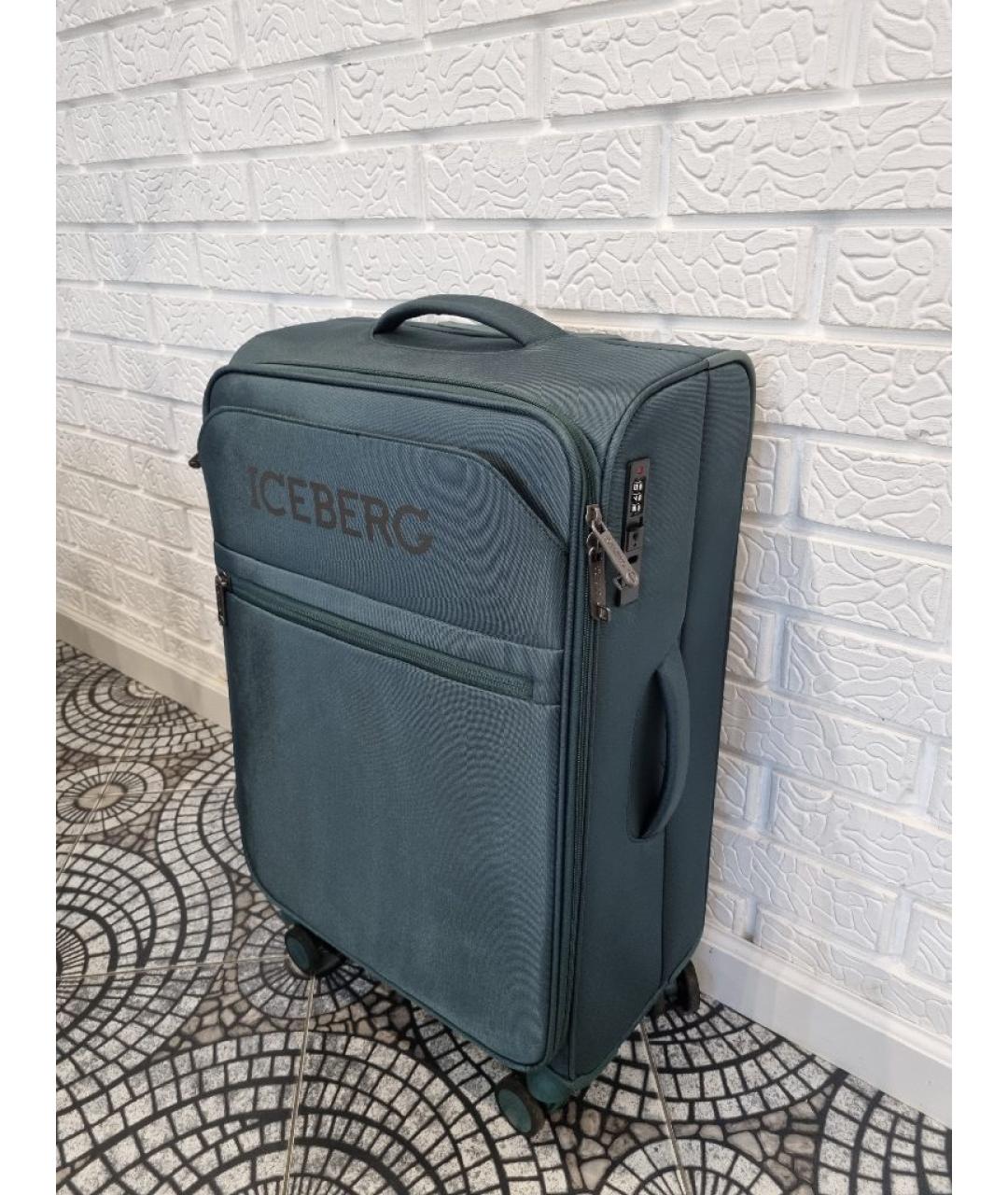 ICEBERG Зеленый тканевый чемодан, фото 6