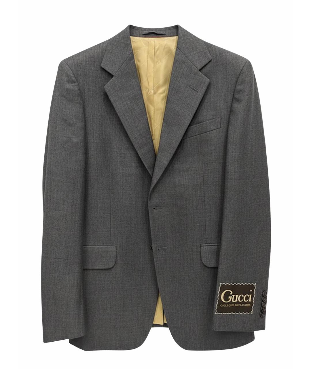 GUCCI Серый шерстяной пиджак, фото 1