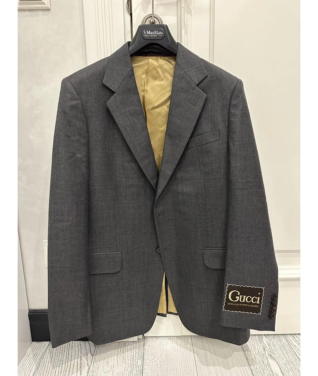 GUCCI Серый шерстяной пиджак, фото 9