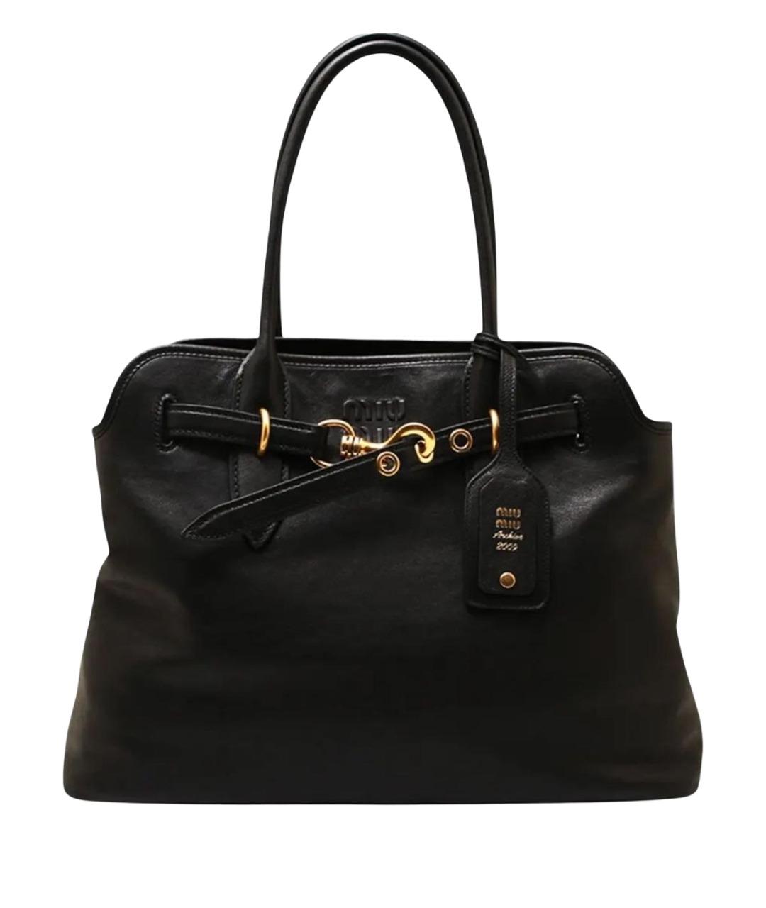 MIU MIU Черная кожаная сумка тоут, фото 1