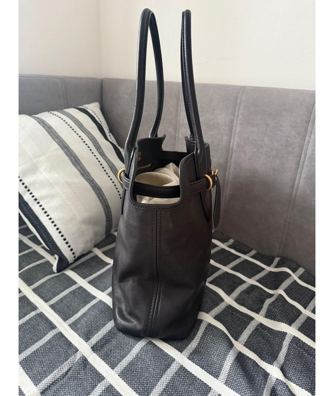 MIU MIU Черная кожаная сумка тоут, фото 3