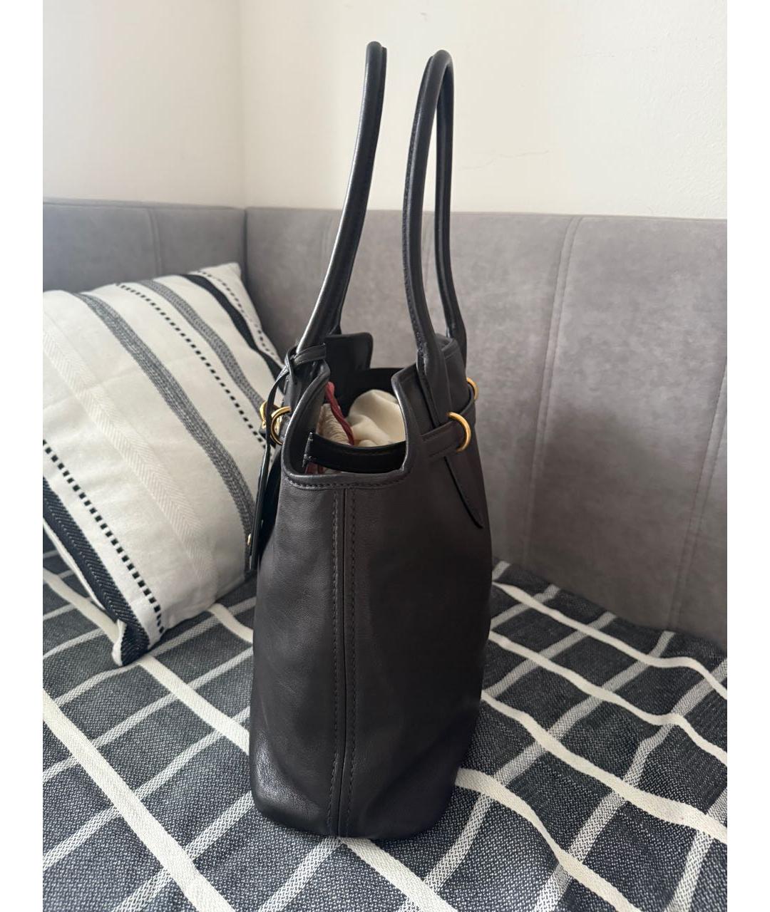 MIU MIU Черная кожаная сумка тоут, фото 4