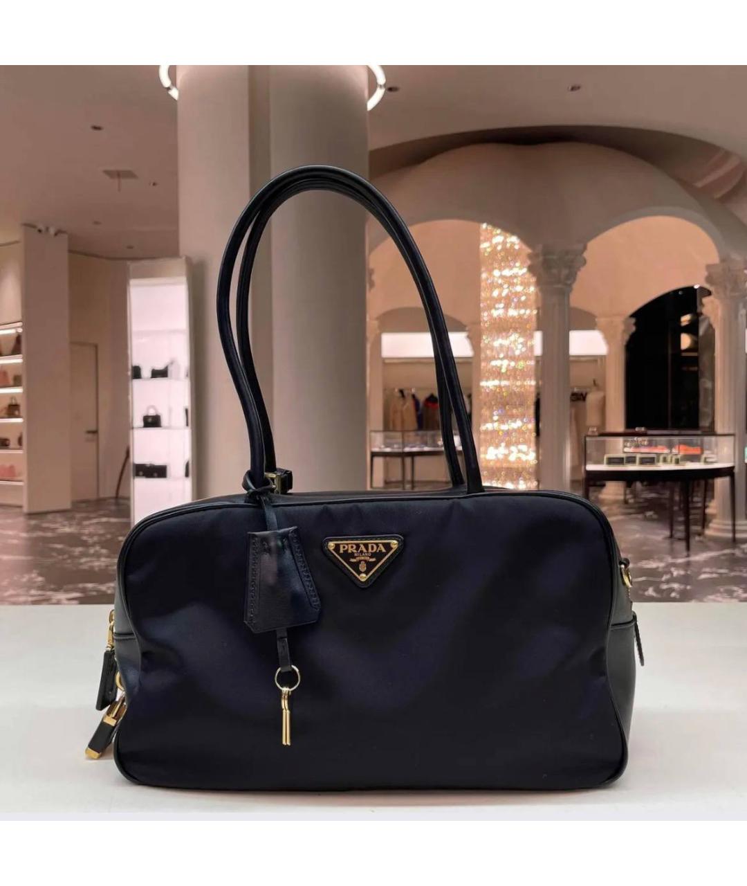 PRADA Черная кожаная сумка с короткими ручками, фото 2