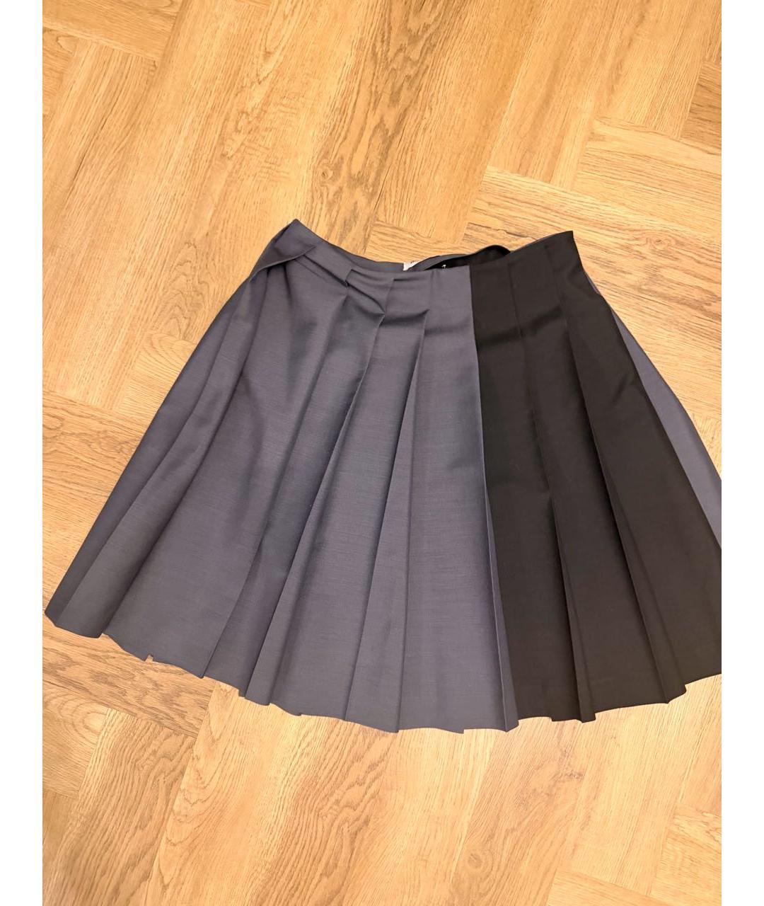 MIU MIU Серая шерстяная юбка миди, фото 5