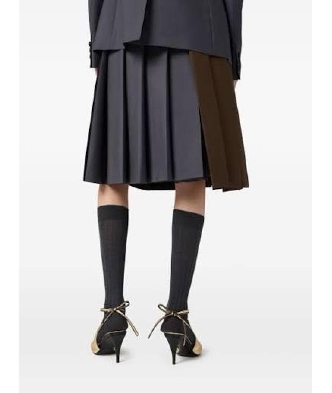 MIU MIU Серая шерстяная юбка миди, фото 2