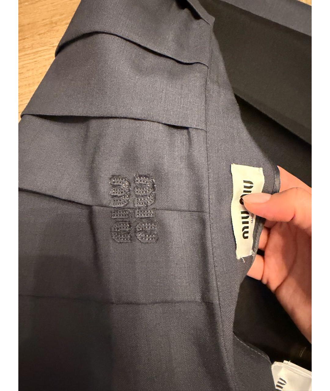 MIU MIU Серая шерстяная юбка миди, фото 7