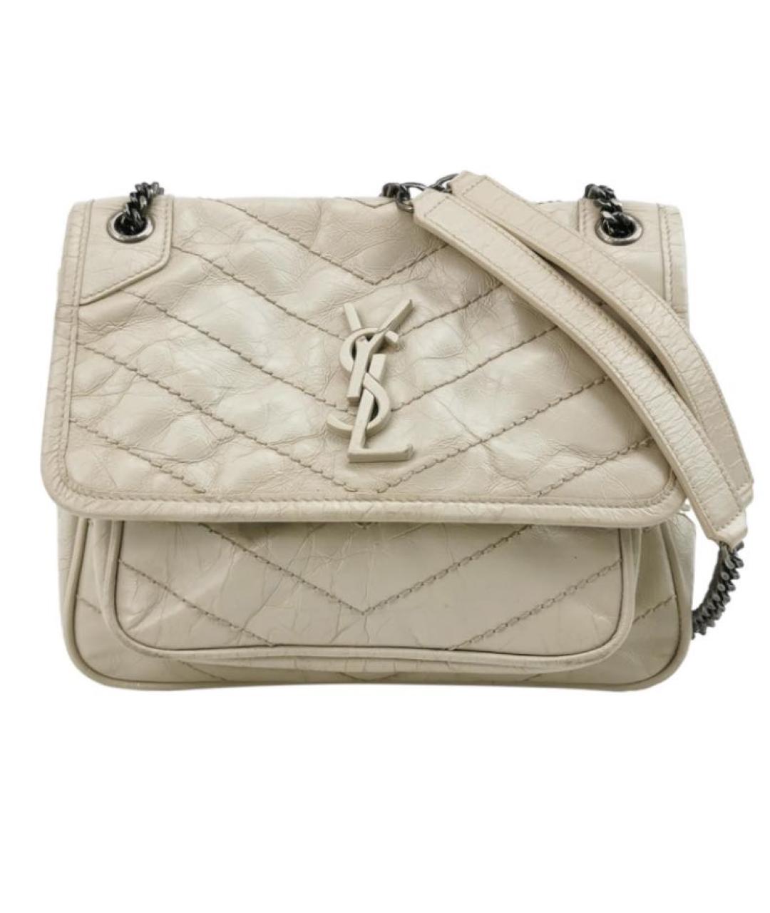 SAINT LAURENT Бежевая кожаная сумка через плечо, фото 1