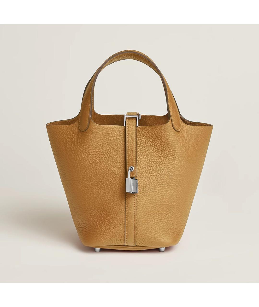 HERMES Бежевая кожаная сумка с короткими ручками, фото 4