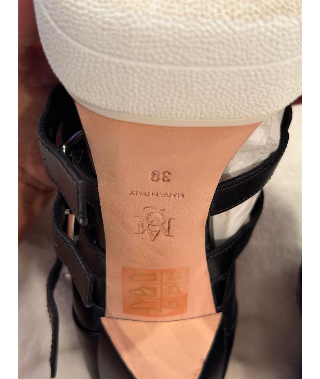 ALEXANDER MCQUEEN Черные кожаные босоножки, фото 6