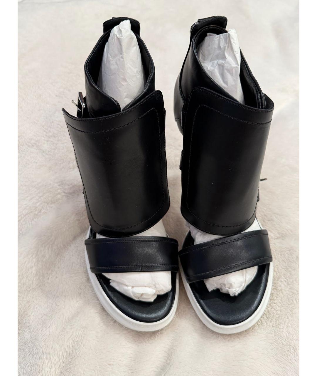 ALEXANDER MCQUEEN Черные кожаные босоножки, фото 2