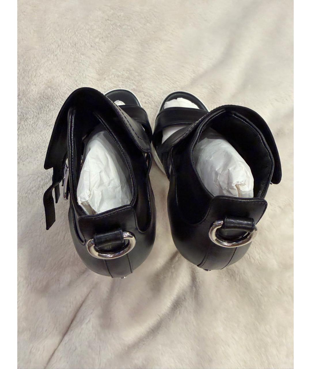 ALEXANDER MCQUEEN Черные кожаные босоножки, фото 5