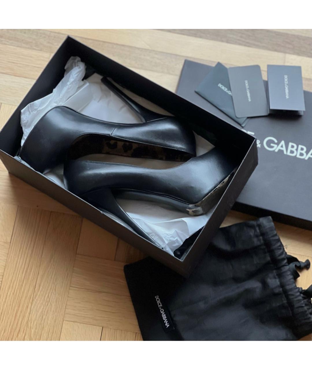 DOLCE&GABBANA Черные кожаные туфли, фото 3