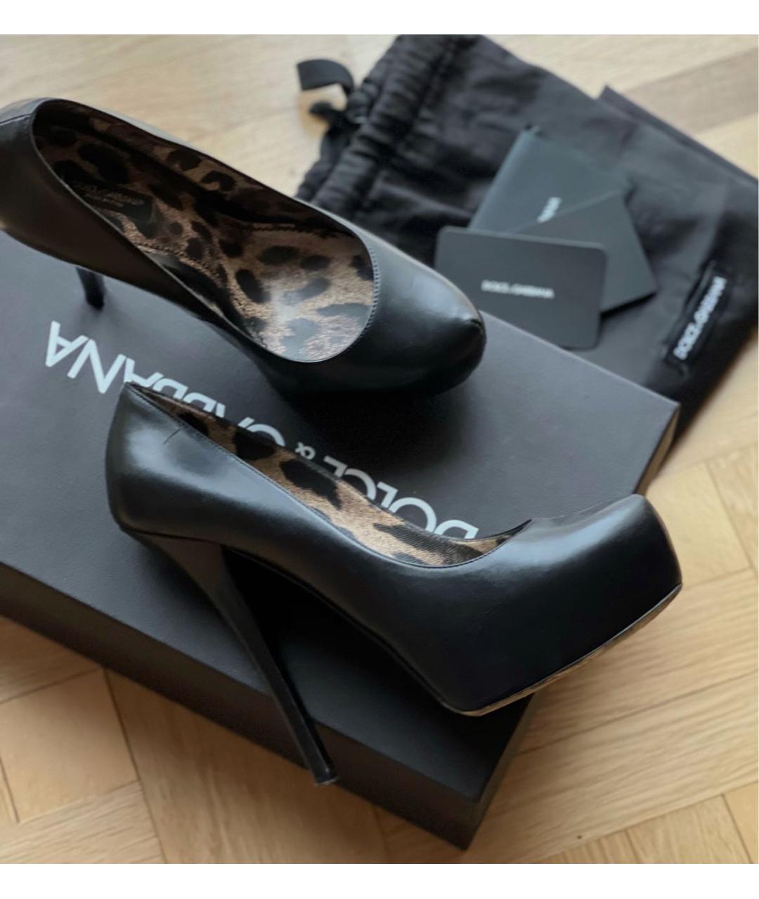 DOLCE&GABBANA Черные кожаные туфли, фото 2