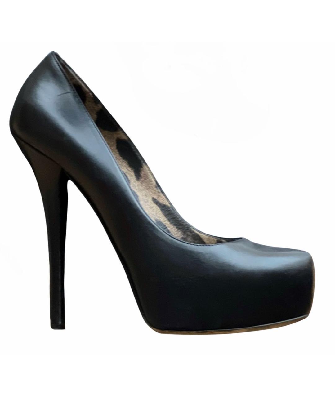 DOLCE&GABBANA Черные кожаные туфли, фото 1