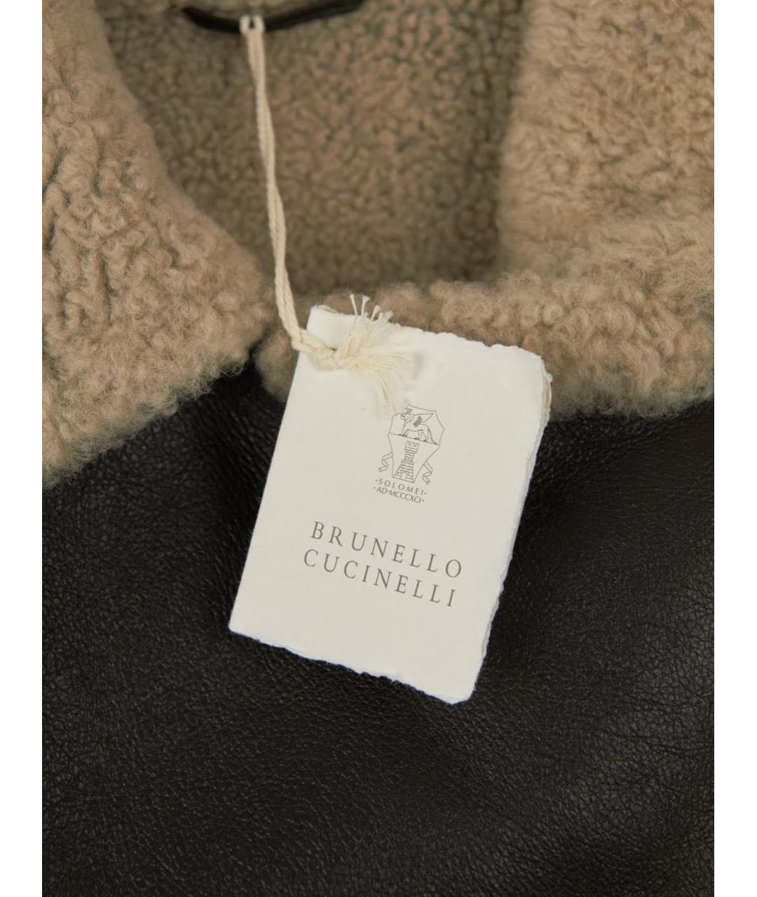 BRUNELLO CUCINELLI Коричневая кожаная дубленка, фото 6