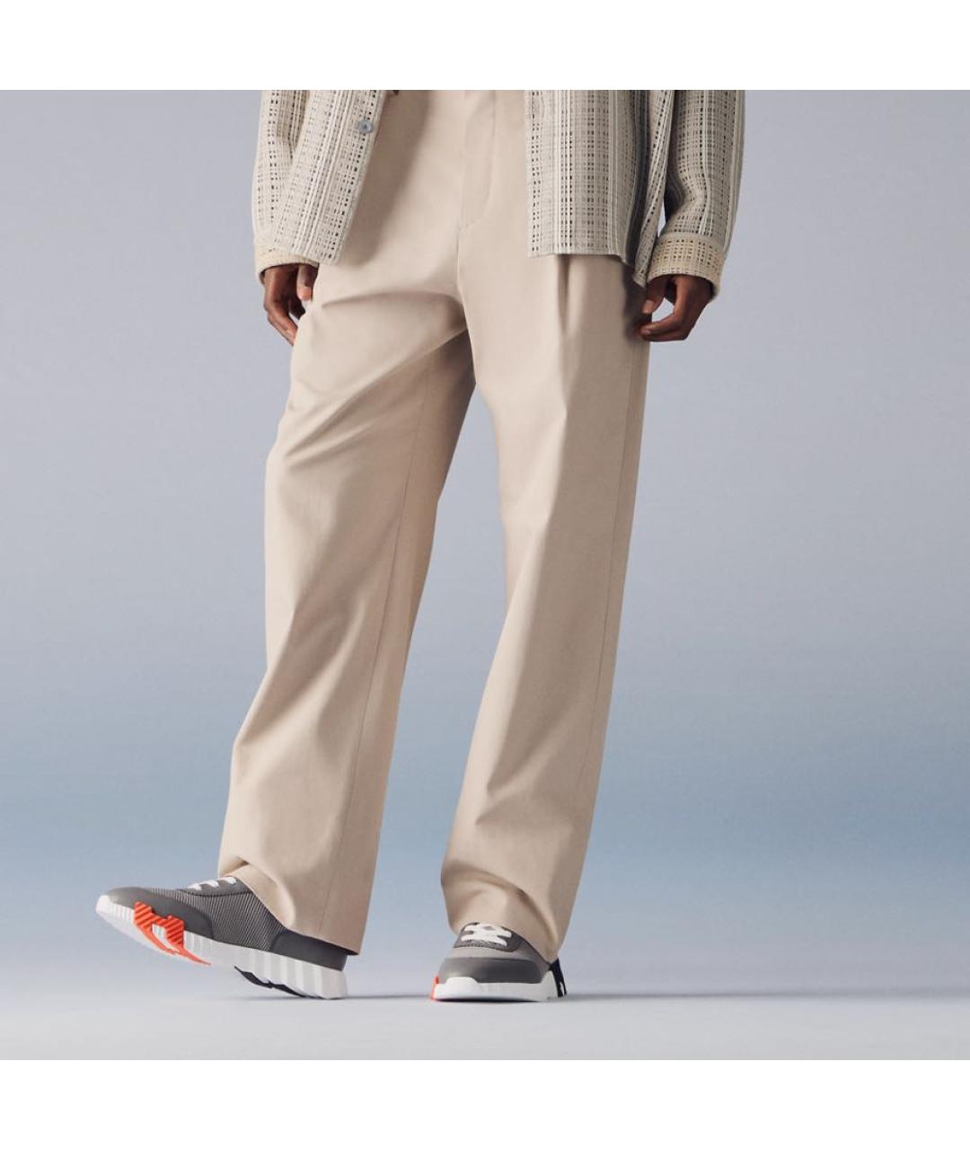 HERMES Серые кожаные низкие кроссовки / кеды, фото 4