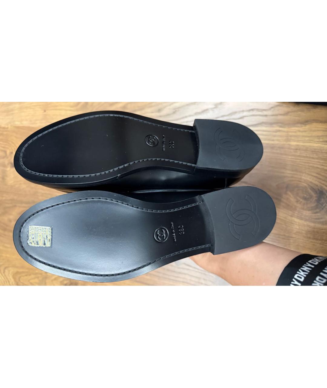 CHANEL Черные кожаные лоферы, фото 6