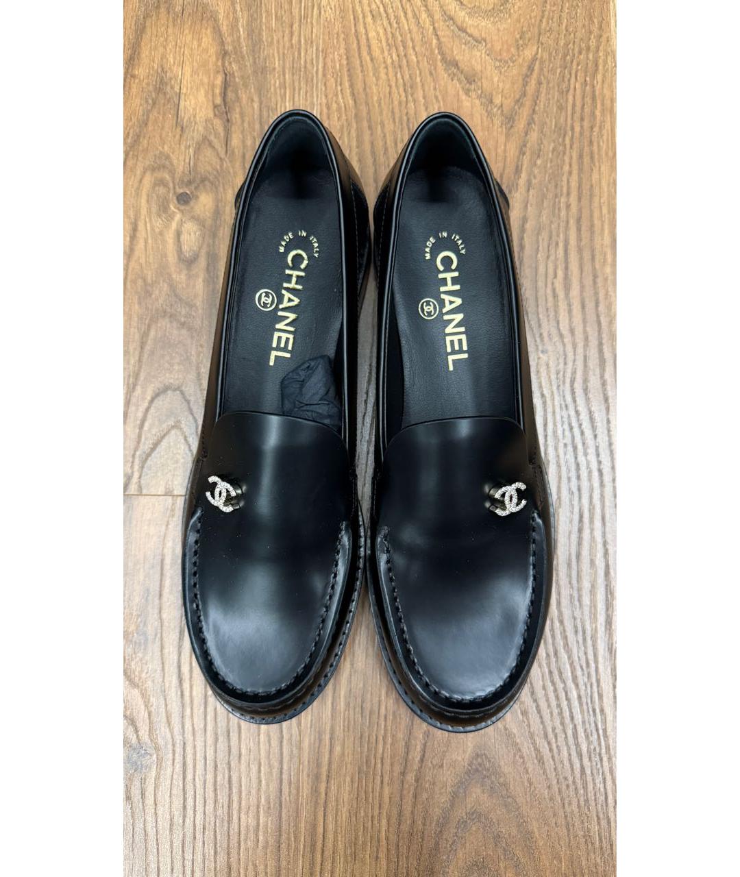 CHANEL Черные кожаные лоферы, фото 4