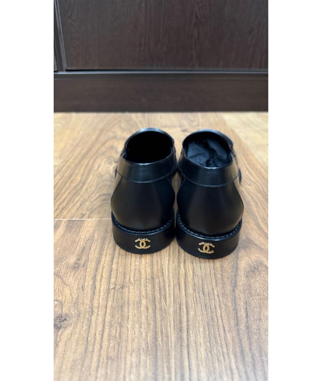 CHANEL Черные кожаные лоферы, фото 3