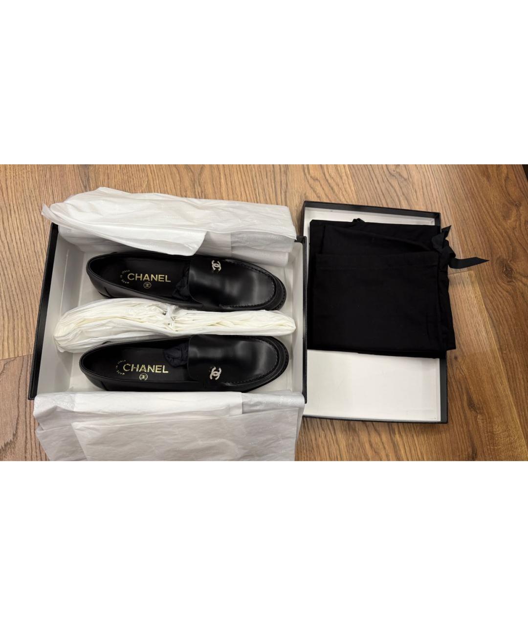 CHANEL Черные кожаные лоферы, фото 8