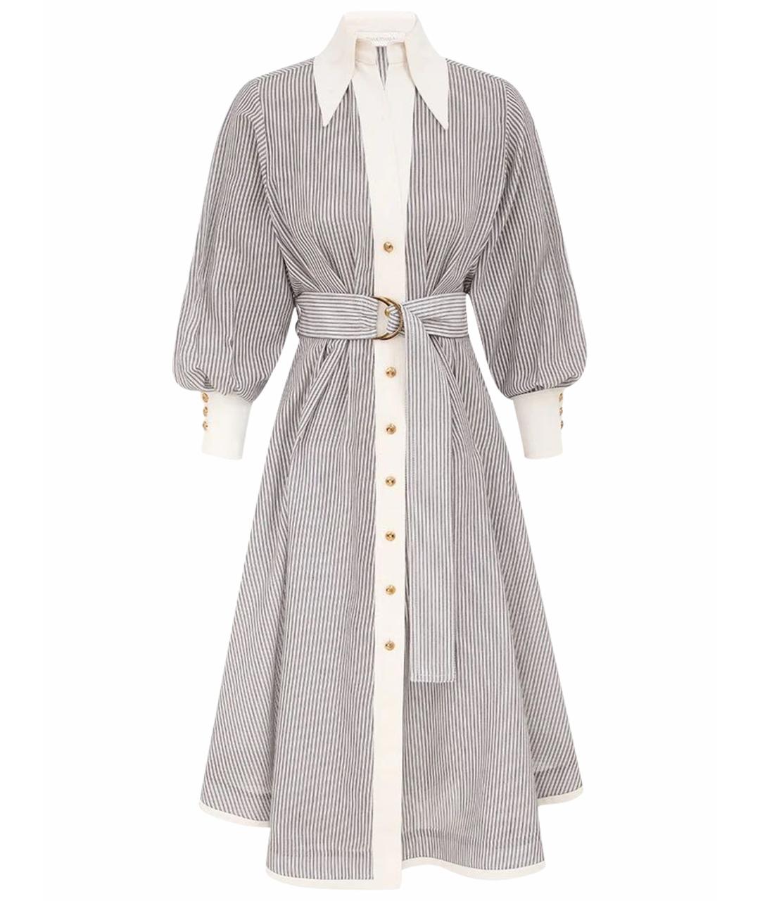 ZIMMERMANN Серое хлопковое повседневное платье, фото 1