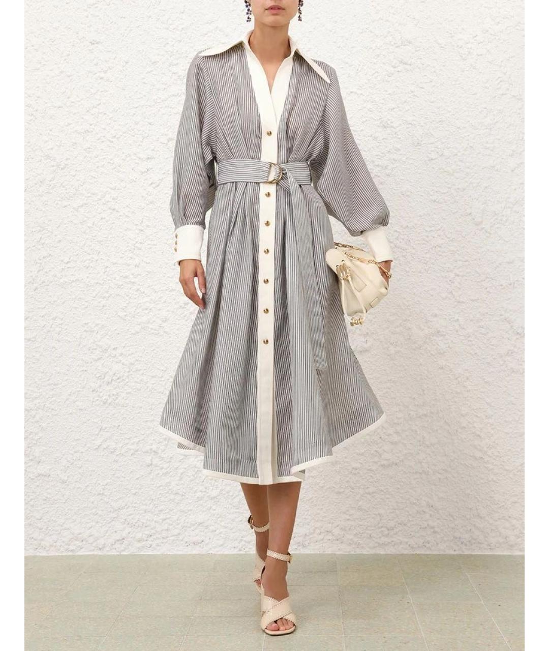 ZIMMERMANN Серое хлопковое повседневное платье, фото 2