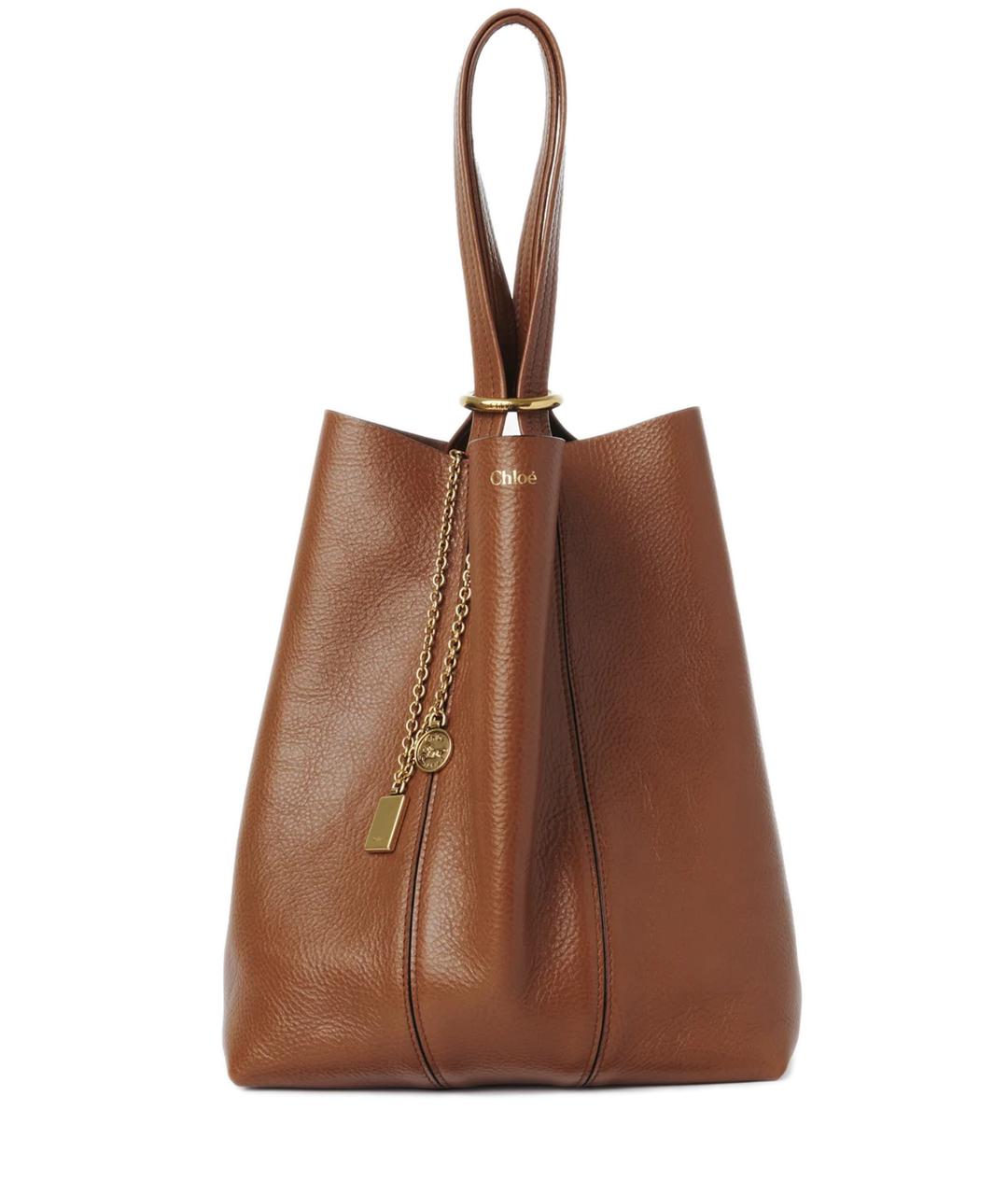 CHLOE Коричневая кожаная сумка тоут, фото 2