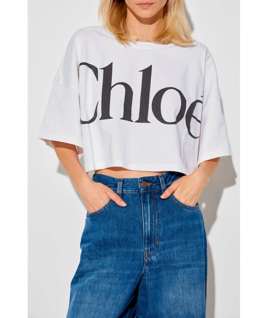 CHLOE Белая хлопковая футболка, фото 3