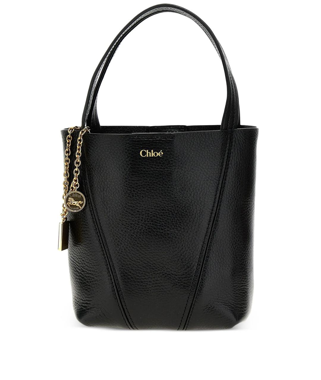 CHLOE Черная кожаная сумка тоут, фото 1