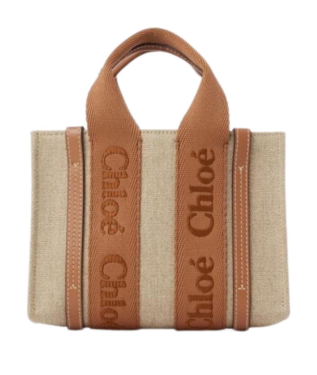 CHLOE Бежевая льняная сумка тоут, фото 1