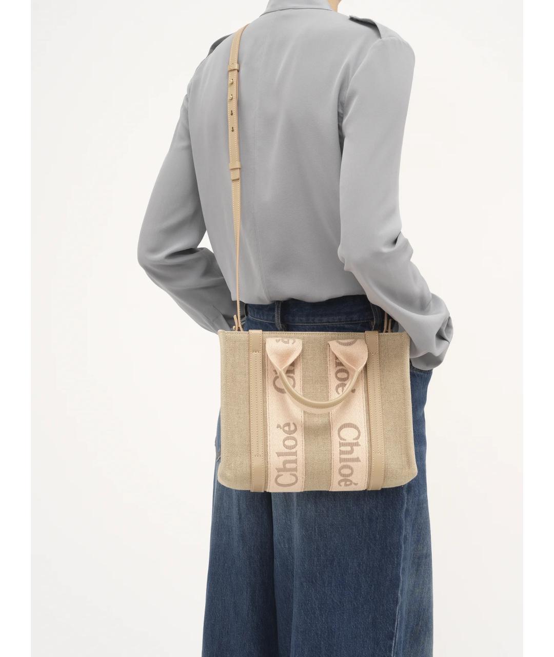 CHLOE Бежевая тканевая сумка тоут, фото 2