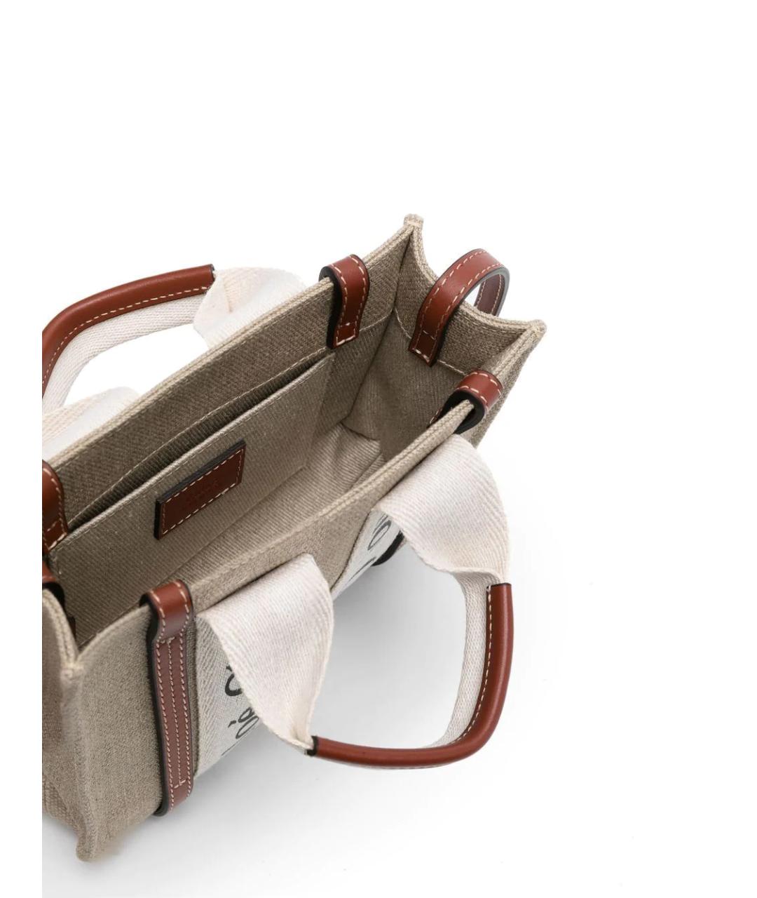 CHLOE Бежевая льняная сумка тоут, фото 6