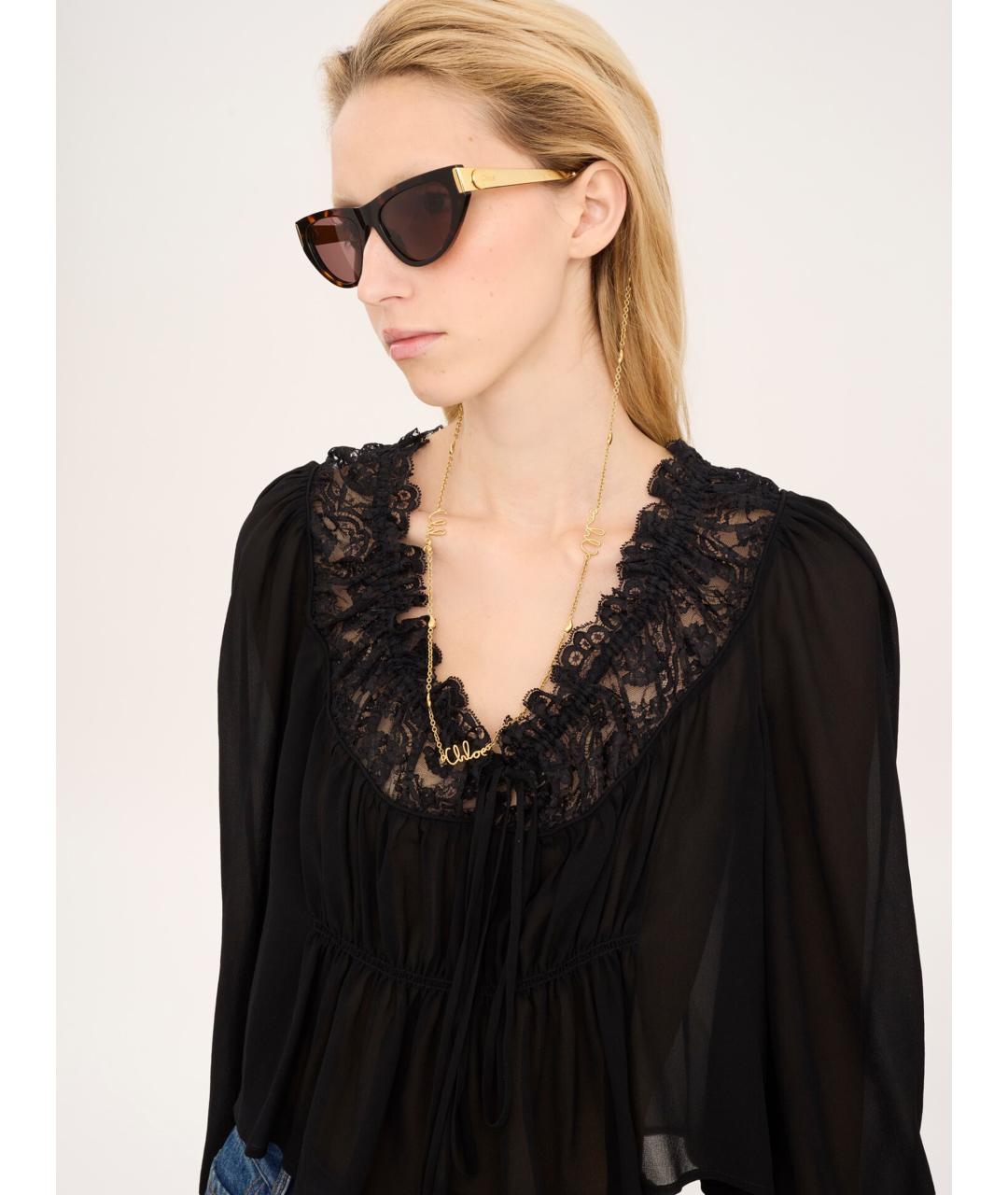 CHLOE Золотые металлические солнцезащитные очки, фото 2