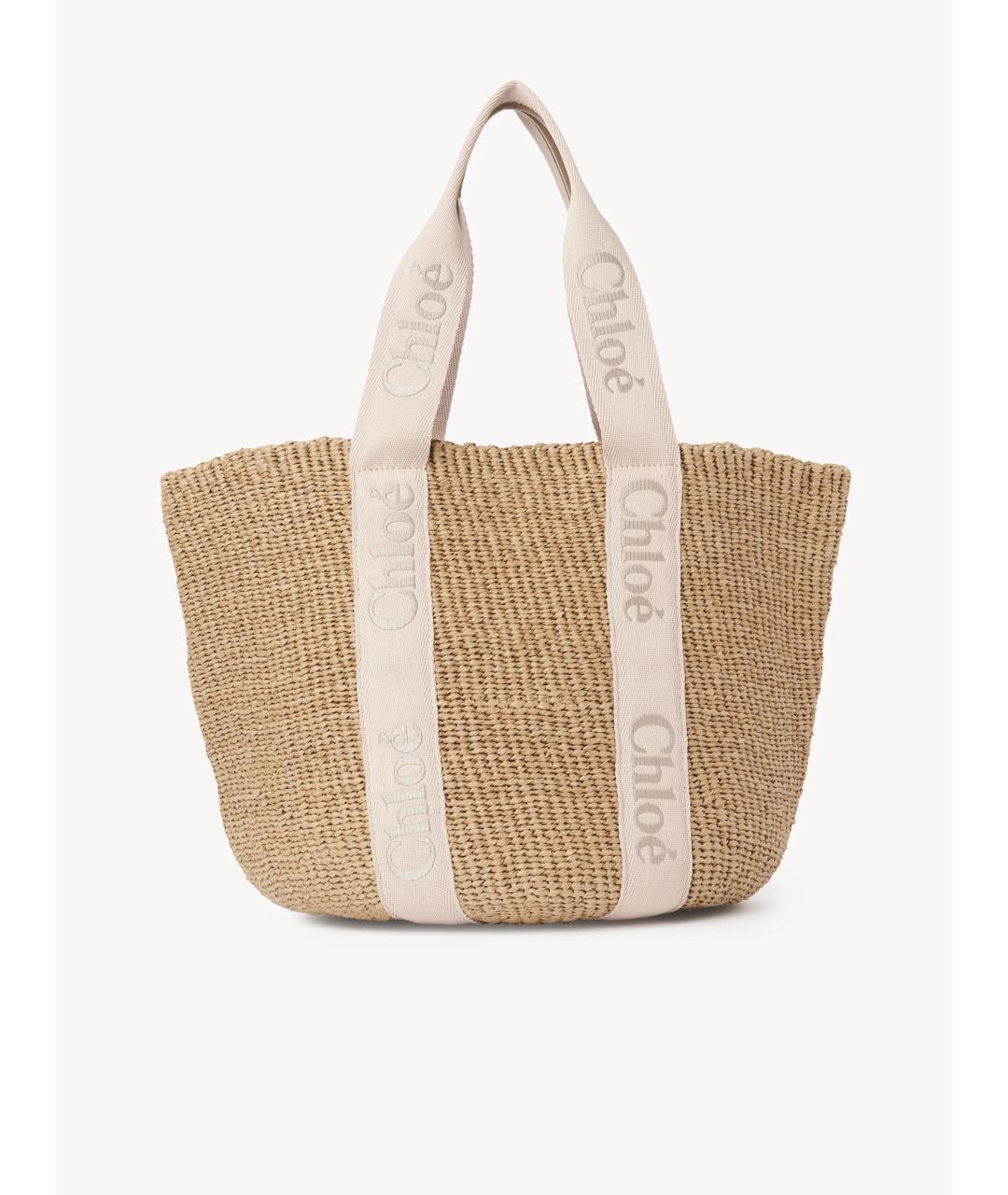 CHLOE Бежевая пелетеная сумка тоут, фото 4
