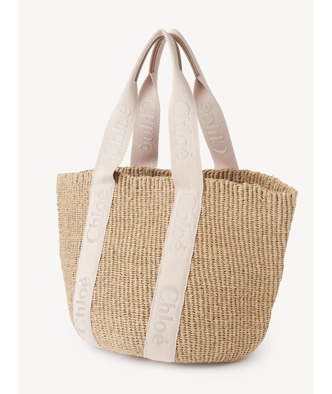 CHLOE Бежевая пелетеная сумка тоут, фото 3