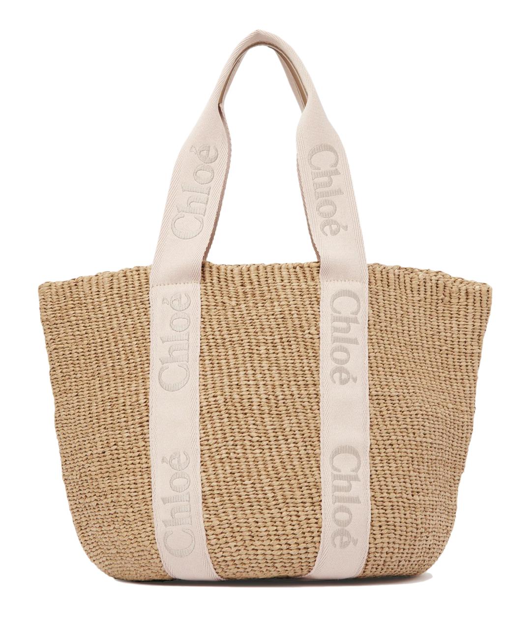 CHLOE Бежевая пелетеная сумка тоут, фото 1