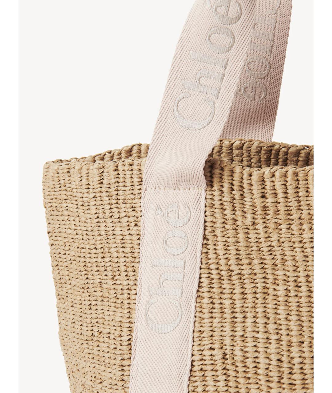 CHLOE Бежевая пелетеная сумка тоут, фото 7