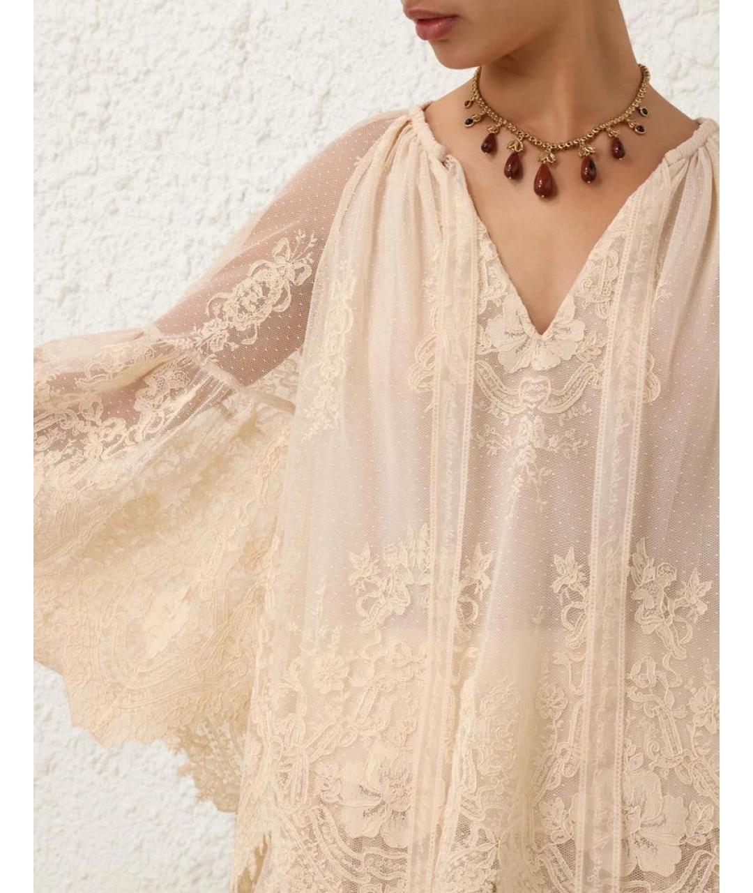 ZIMMERMANN Бежевая кружевная блузы, фото 4