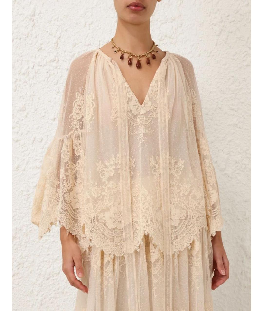 ZIMMERMANN Бежевая кружевная блузы, фото 2