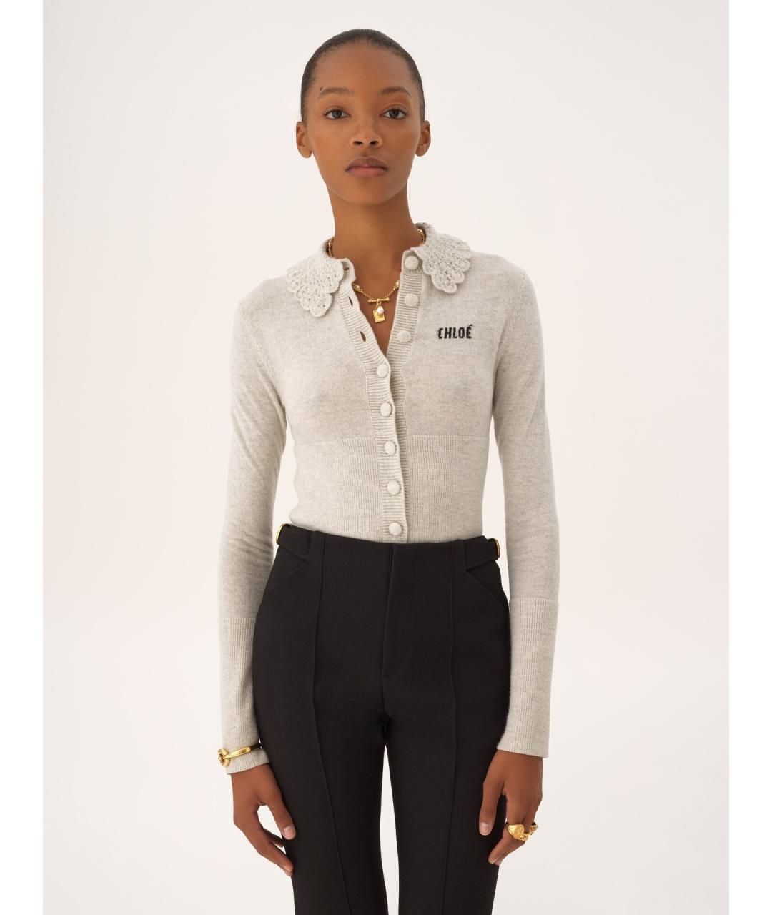 CHLOE Серый шерстяной кардиган, фото 3