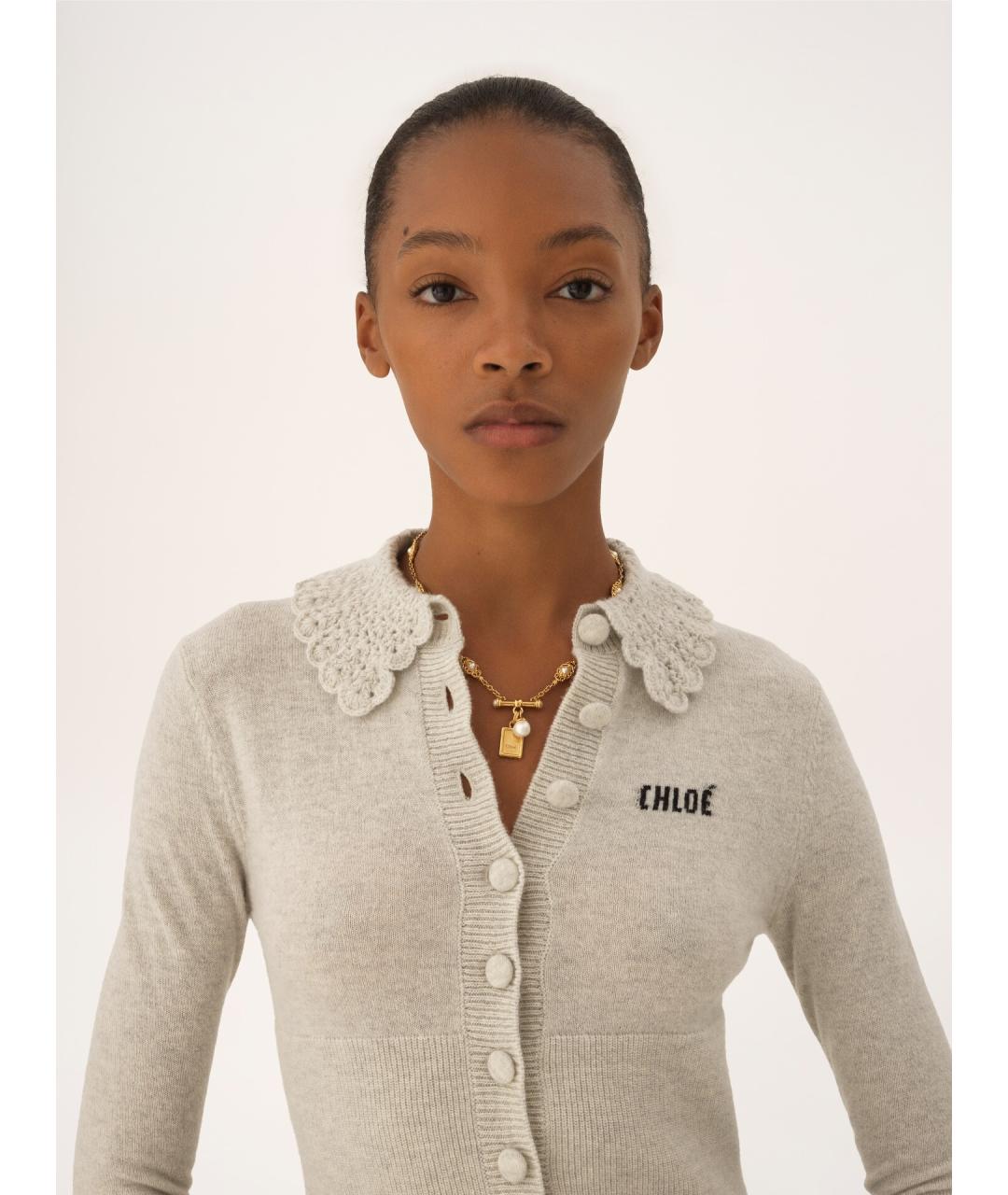 CHLOE Серый шерстяной кардиган, фото 5