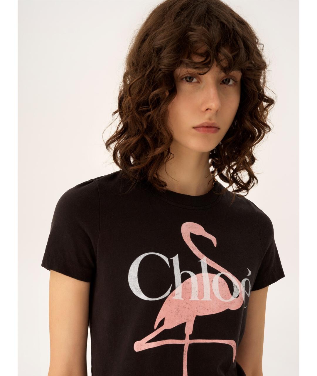 CHLOE Черная хлопковая футболка, фото 5