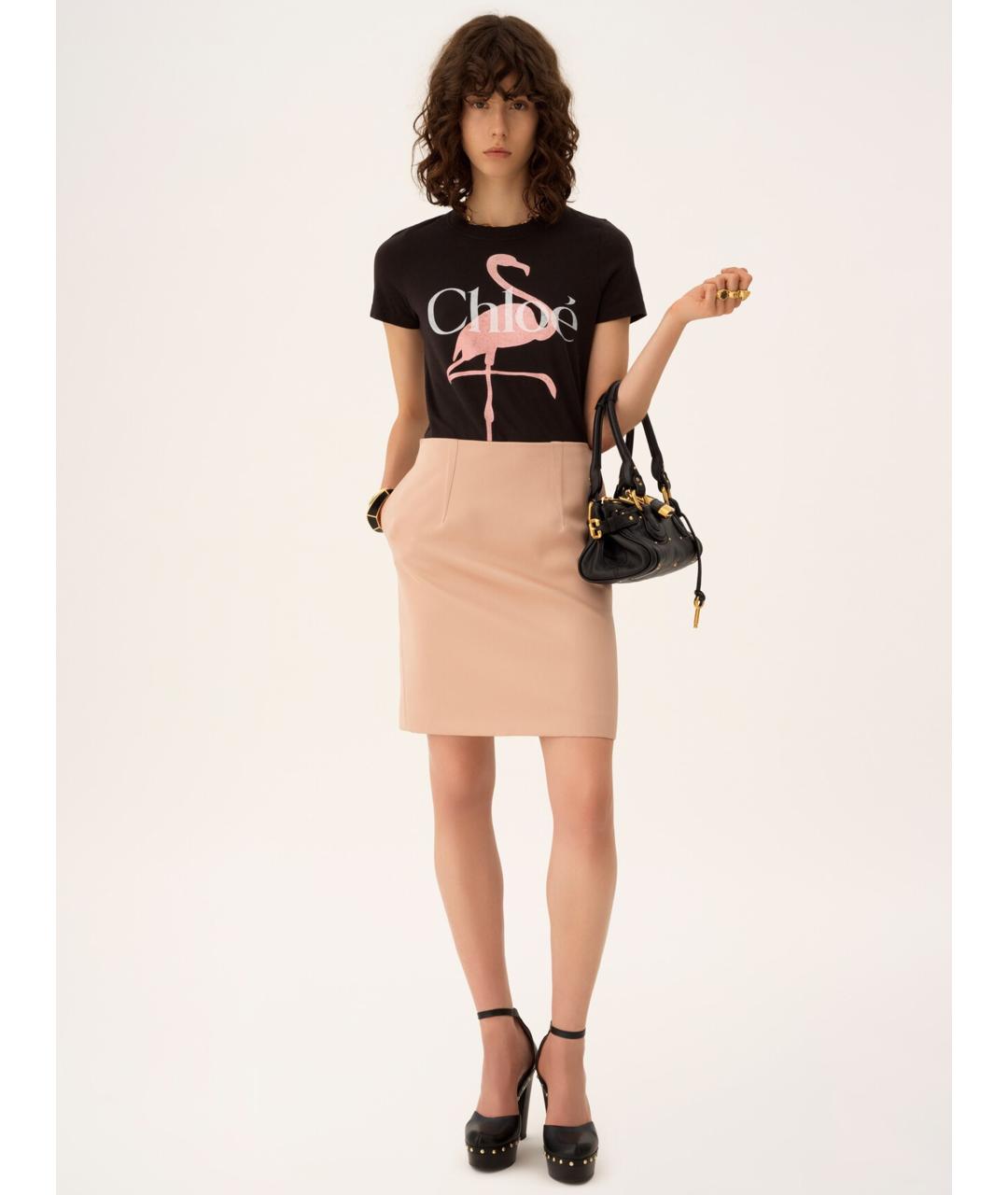 CHLOE Черная хлопковая футболка, фото 2