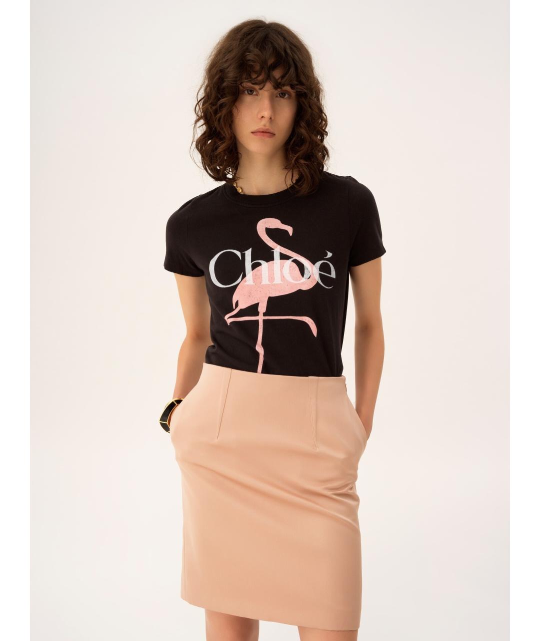 CHLOE Черная хлопковая футболка, фото 3