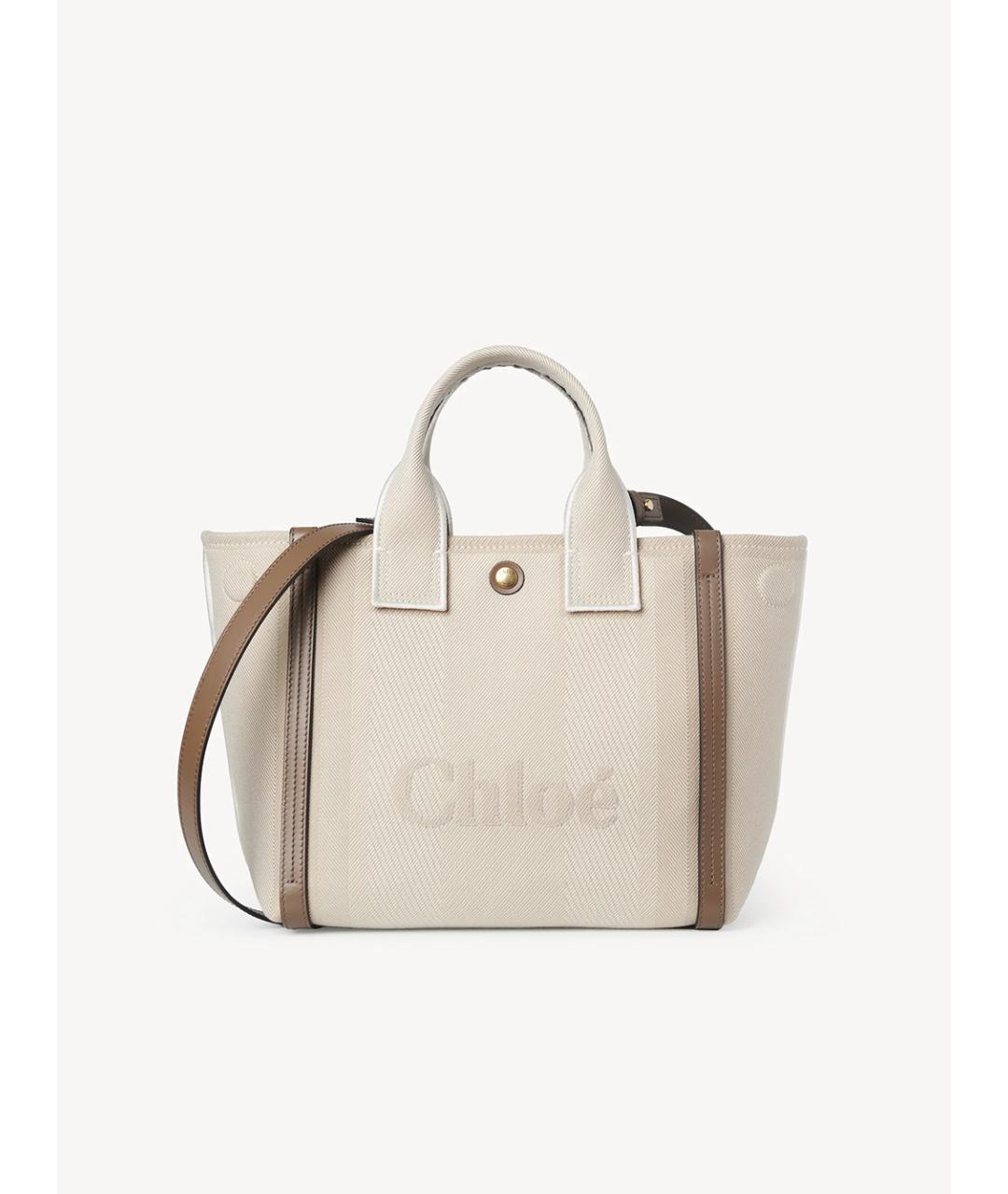 CHLOE Бежевая хлопковая сумка тоут, фото 4