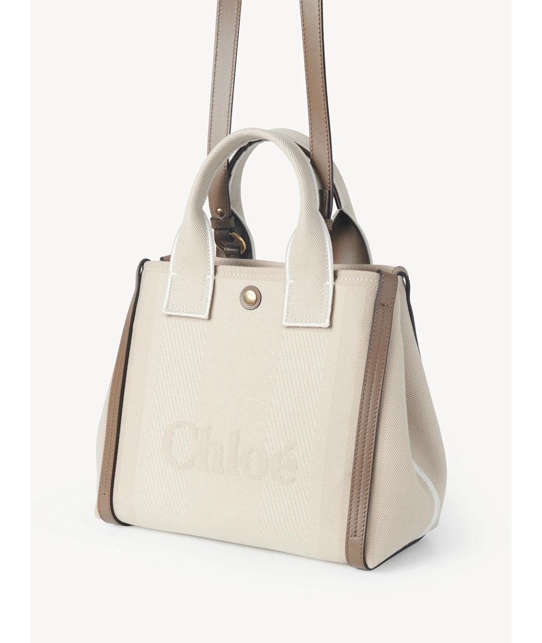 CHLOE Бежевая хлопковая сумка тоут, фото 3