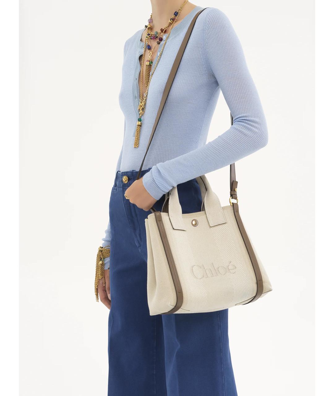 CHLOE Бежевая хлопковая сумка тоут, фото 2