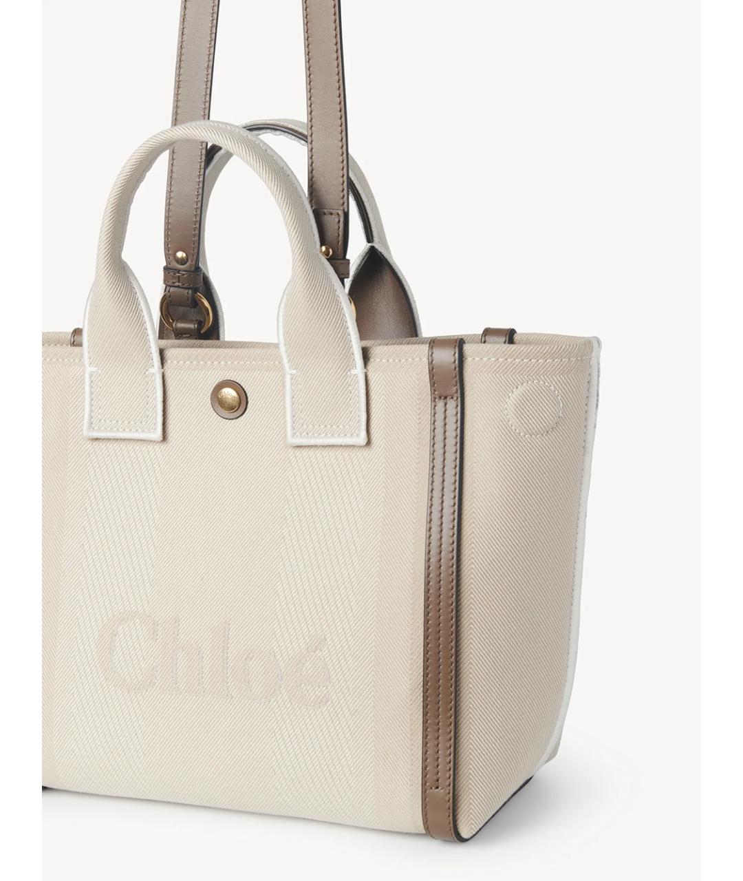 CHLOE Бежевая хлопковая сумка тоут, фото 6