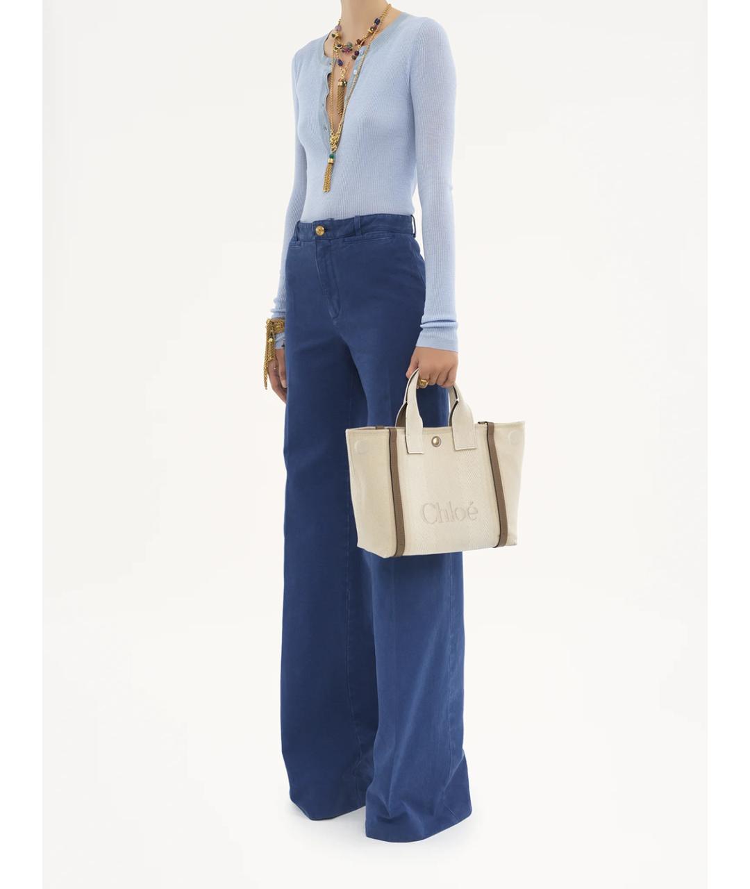 CHLOE Бежевая хлопковая сумка тоут, фото 7