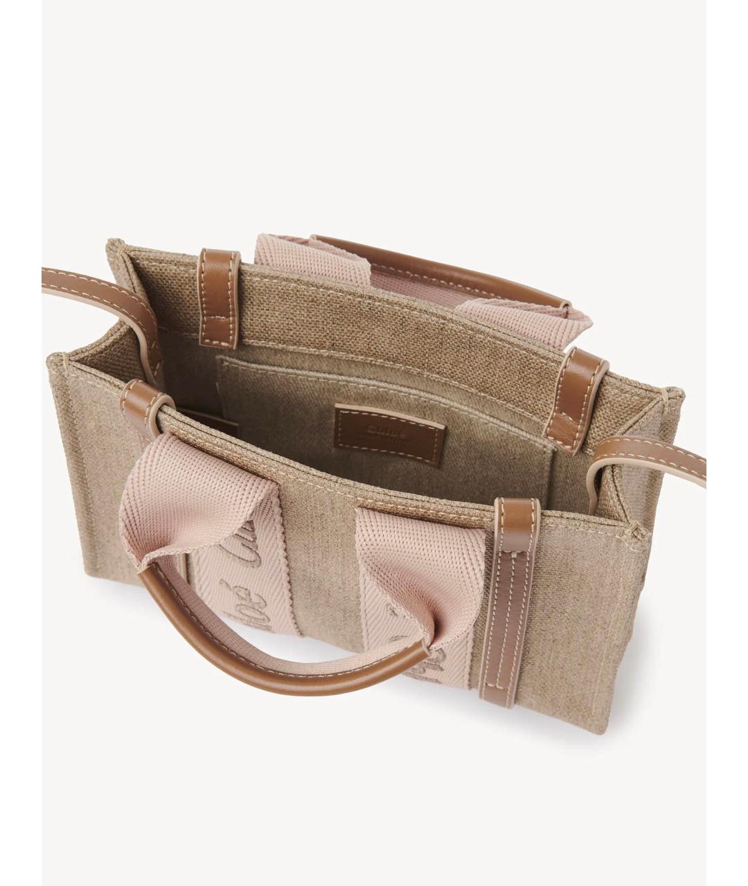 CHLOE Бежевая льняная сумка тоут, фото 5